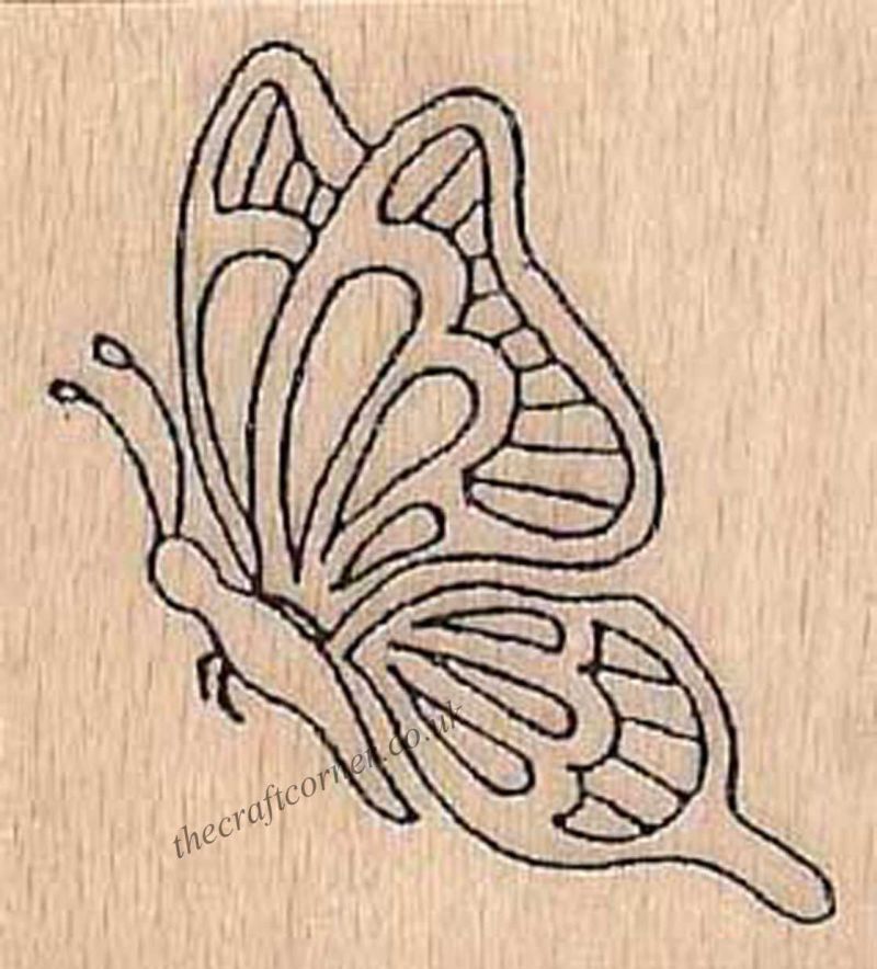 Monarch Butterfly In Flight Wood Mounted Rubber Stamp