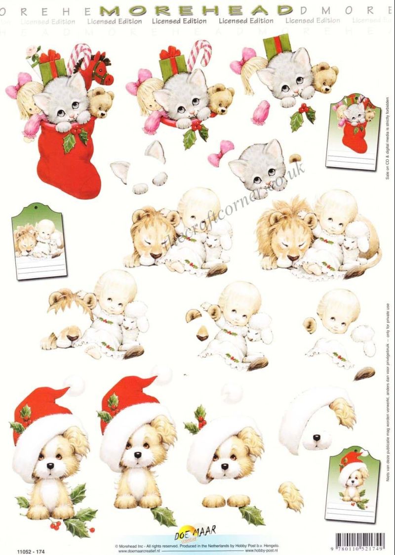 Morehead Animals At Christmas 3D Decoupage Sheet