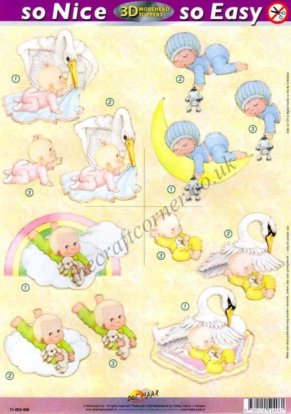 Morehead Baby On The Moon & Other Designs 3D Die Cut Decoupage Sheet