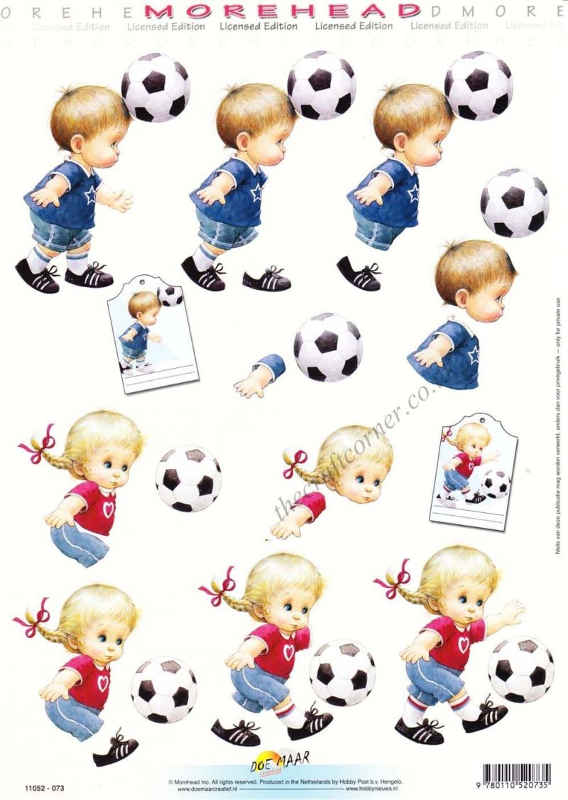 Morehead Boy & Girl Playing Football 3D Decoupage Sheet