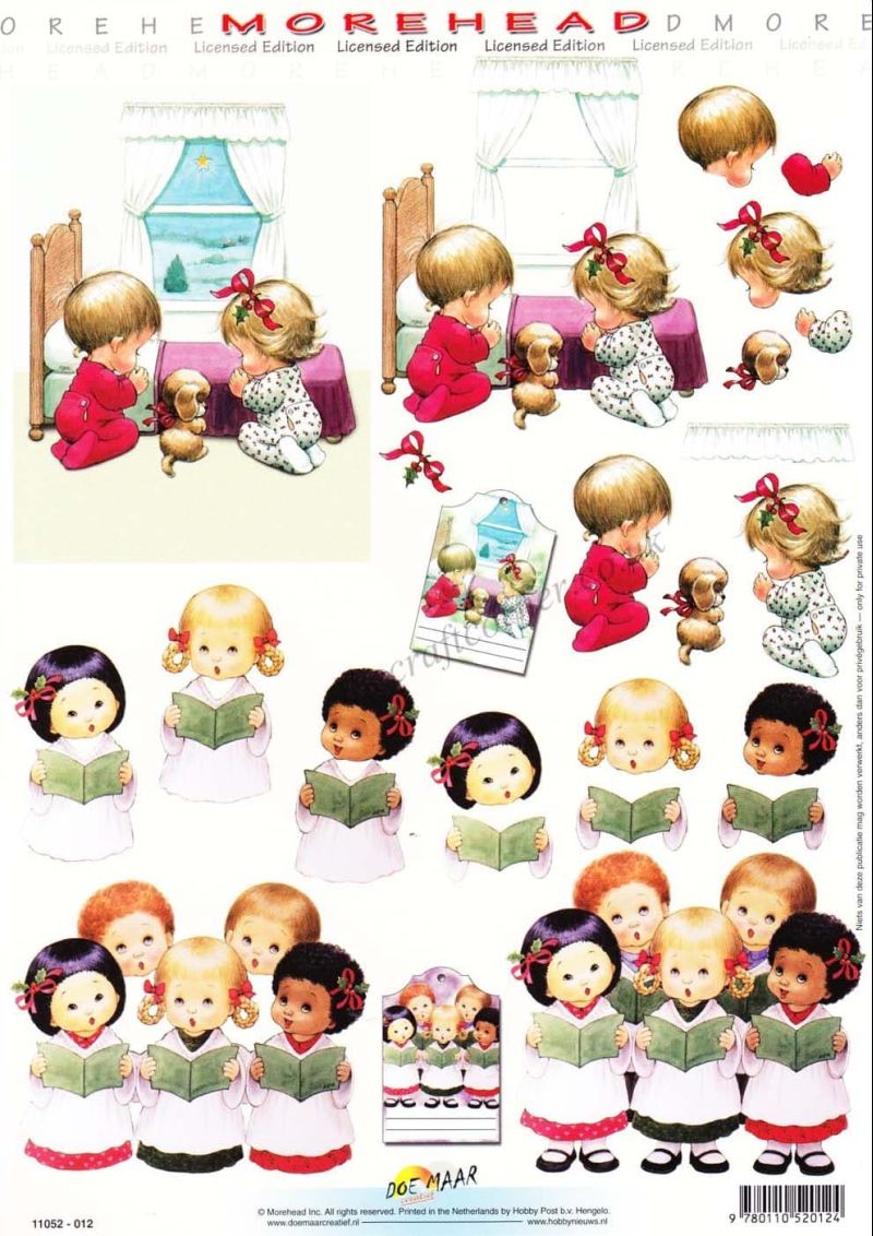 Morehead Carol Singing Children at Christmas 3D Decoupage Sheet