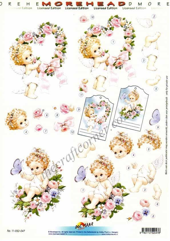 Morehead Cherub & Roses 3D Decoupage Sheet