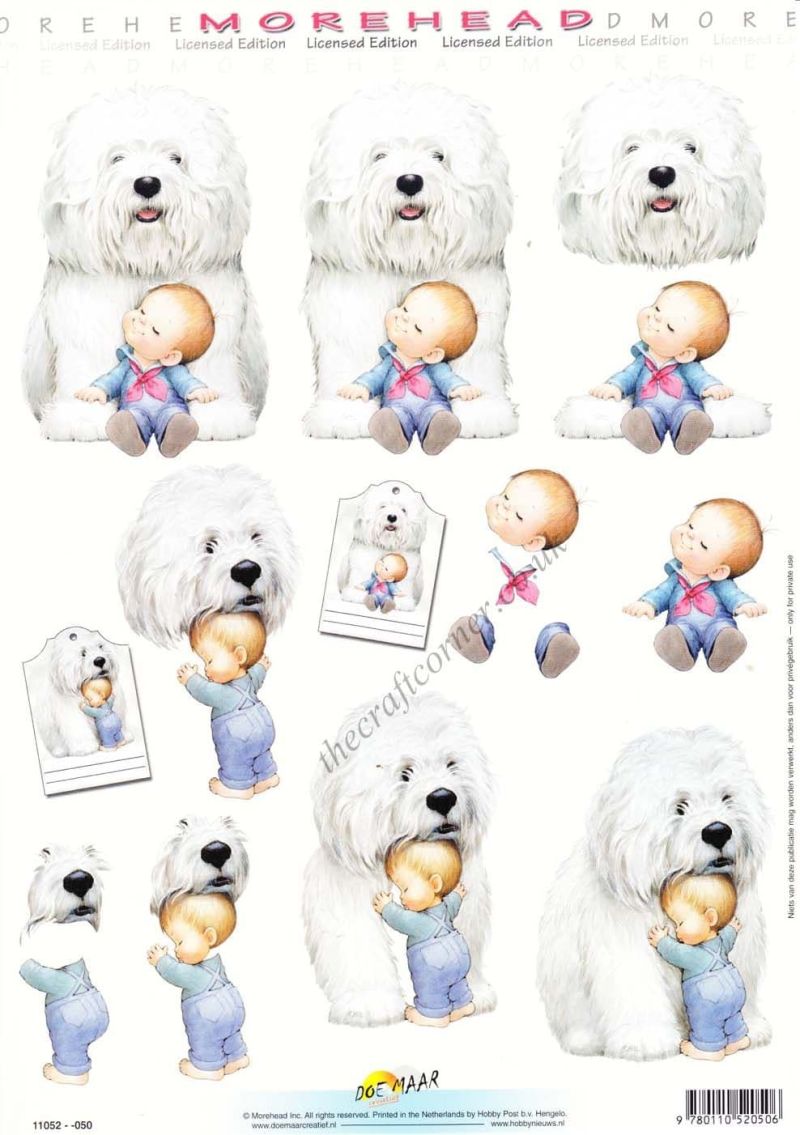 Morehead Cute Little Boy & His Shaggy Dog 3D Decoupage Craft Sheet