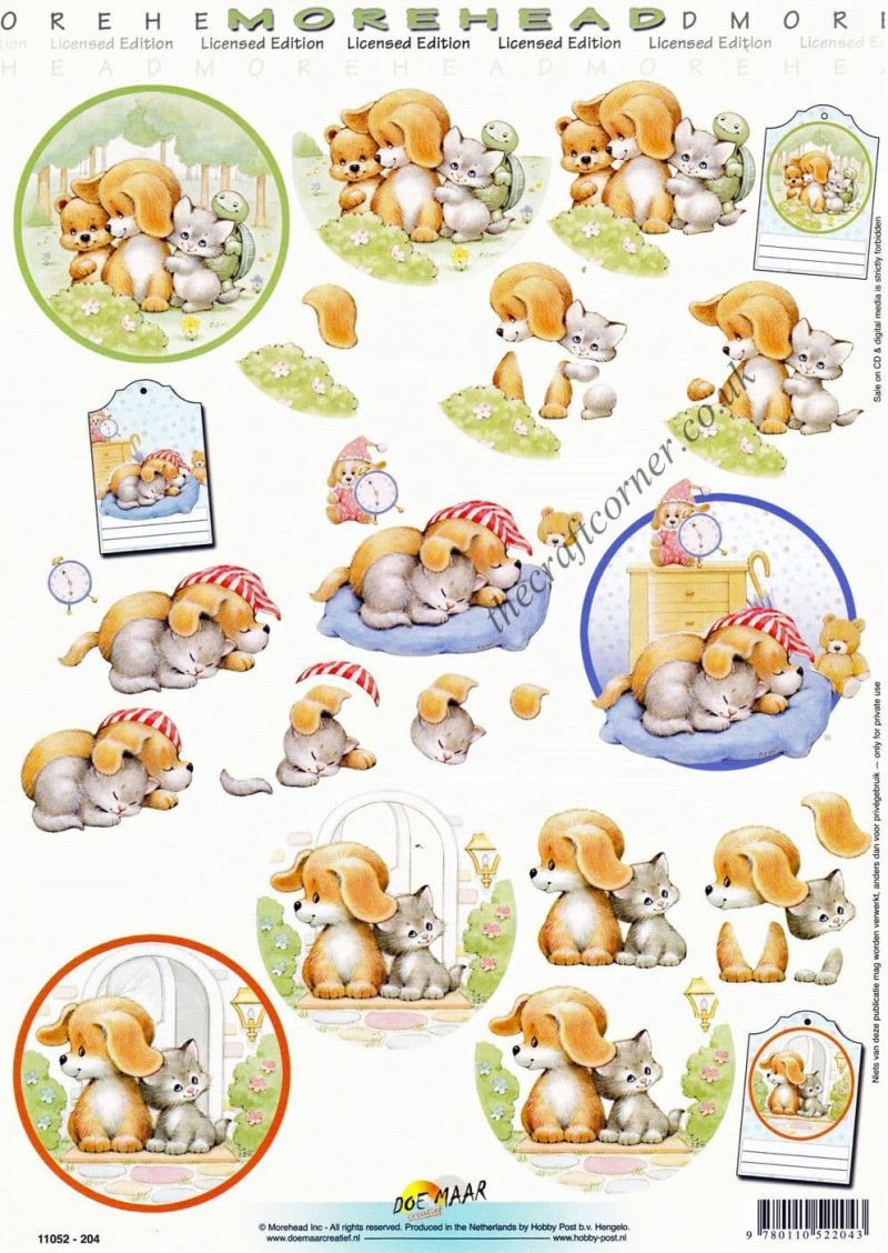 Morehead Cute Puppy & Kitten 3D Decoupage Sheet