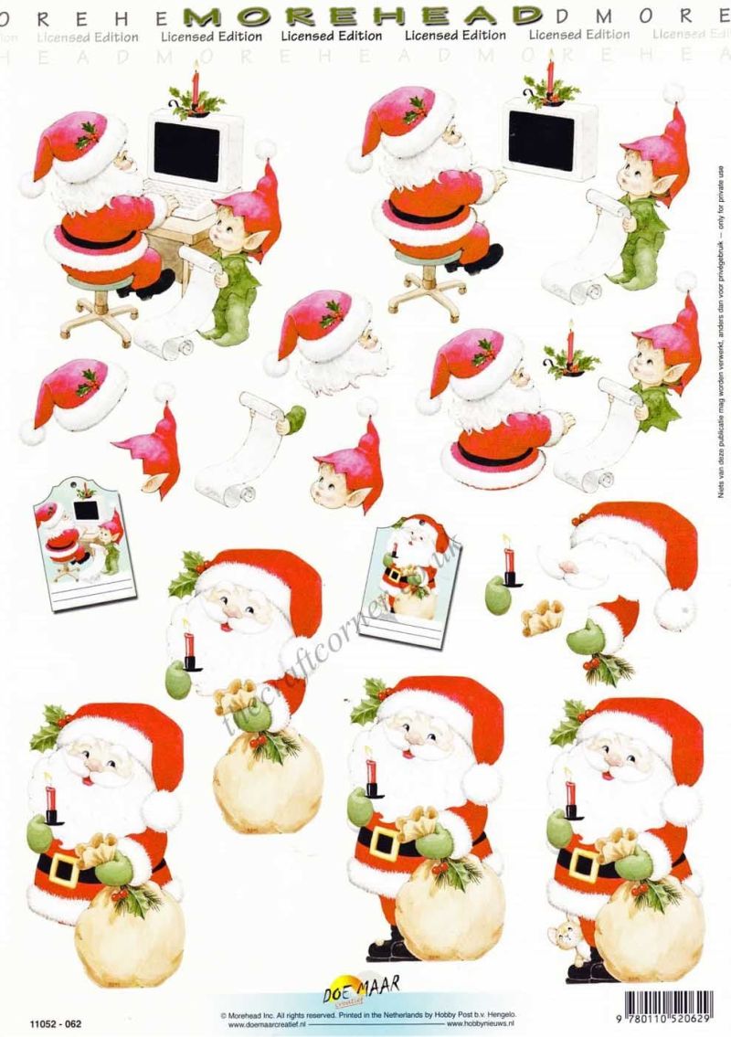 Morehead Father Christmas & Elf 3D Decoupage Sheet