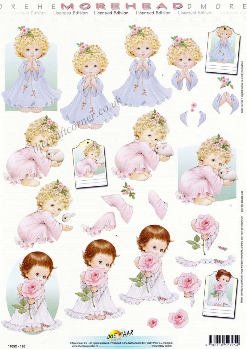 Morehead Girls In Long Dresses with Flowers 3D Decoupage Sheet