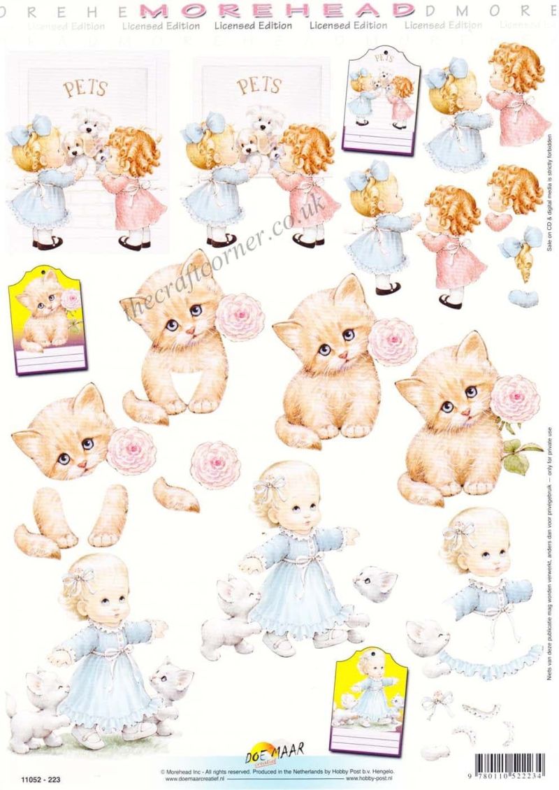 Morehead Little Girls At The Pet Shop 3D Decoupage Sheet