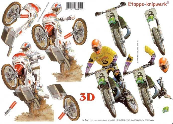 Motorbike Scramble 3d Decoupage Sheet