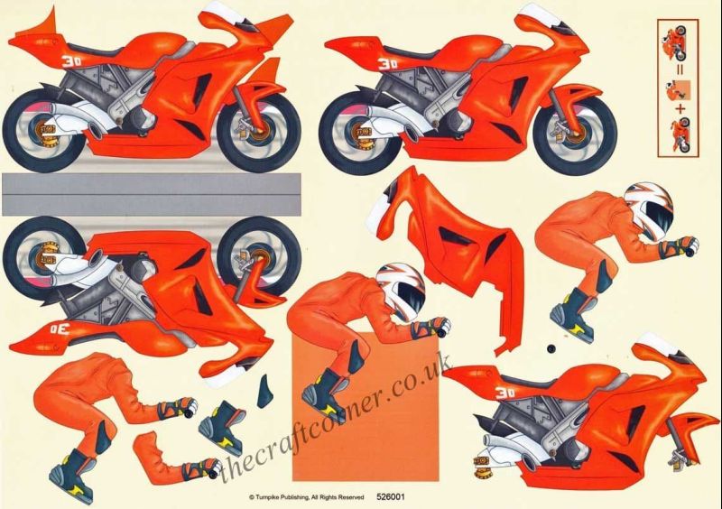 Motorbike Stand Up 3d Decoupage Sheet