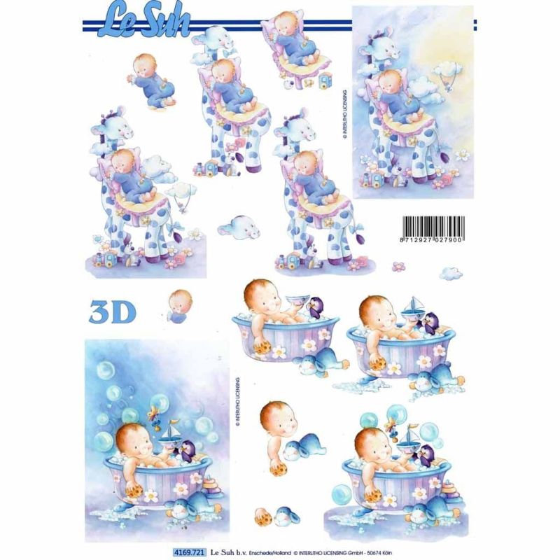 New Baby In Blue Designs 3d Decoupage Sheet