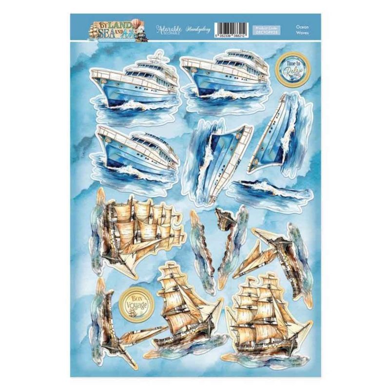 Ocean Waves Boats Die Cut 3d Decoupage Craft Sheet