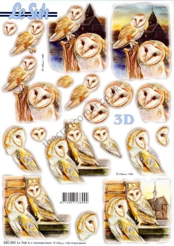 Owl Designs Die Cut 3d Decoupage Sheet From Le Suh - NO CUTTING