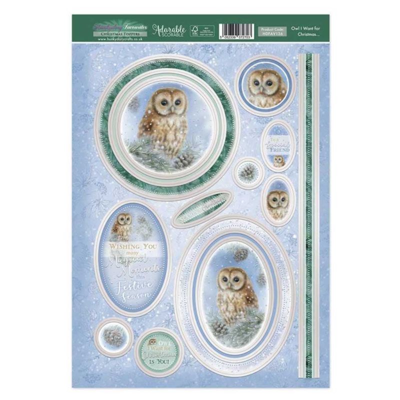 Owl I Want For Christmas Barn Owl Paper Craft Toppers