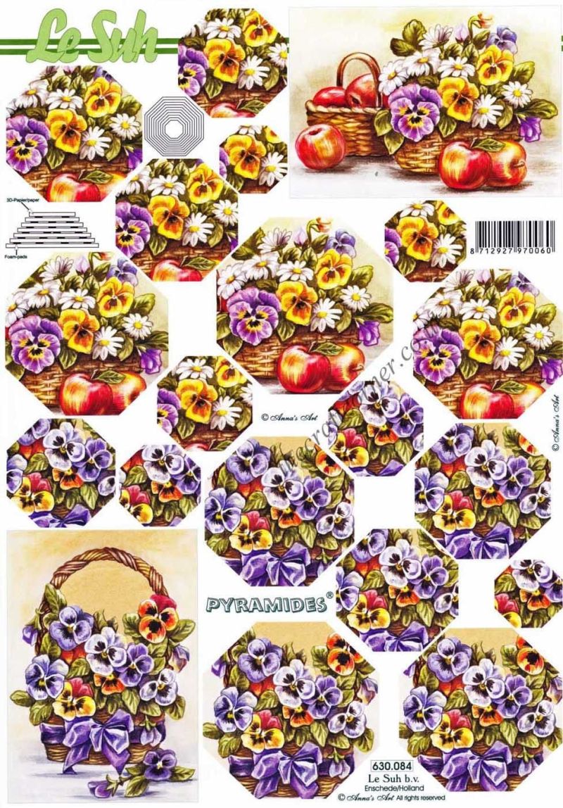 Pansies 3d Decoupage Pyramides by Le Suh