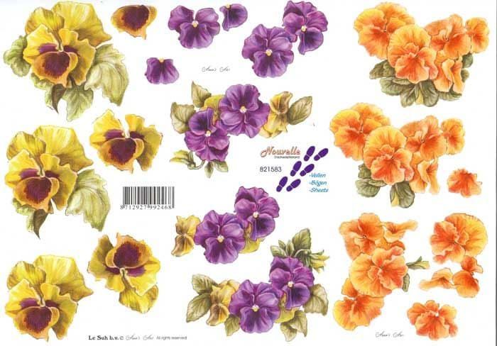 Pansies Flower 3d Decoupage Sheet