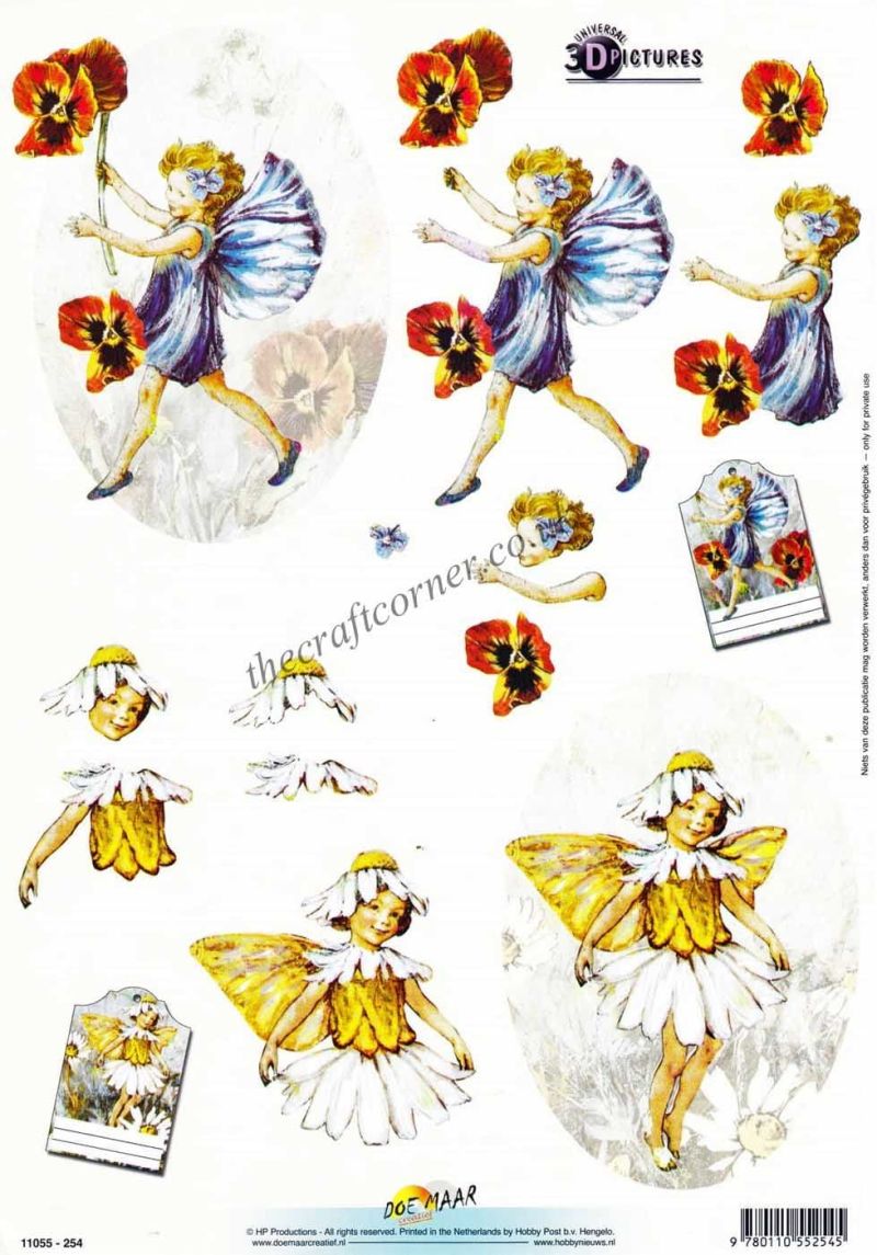 Pansy & Daisy Flower Fairy 3d Decoupage Sheet