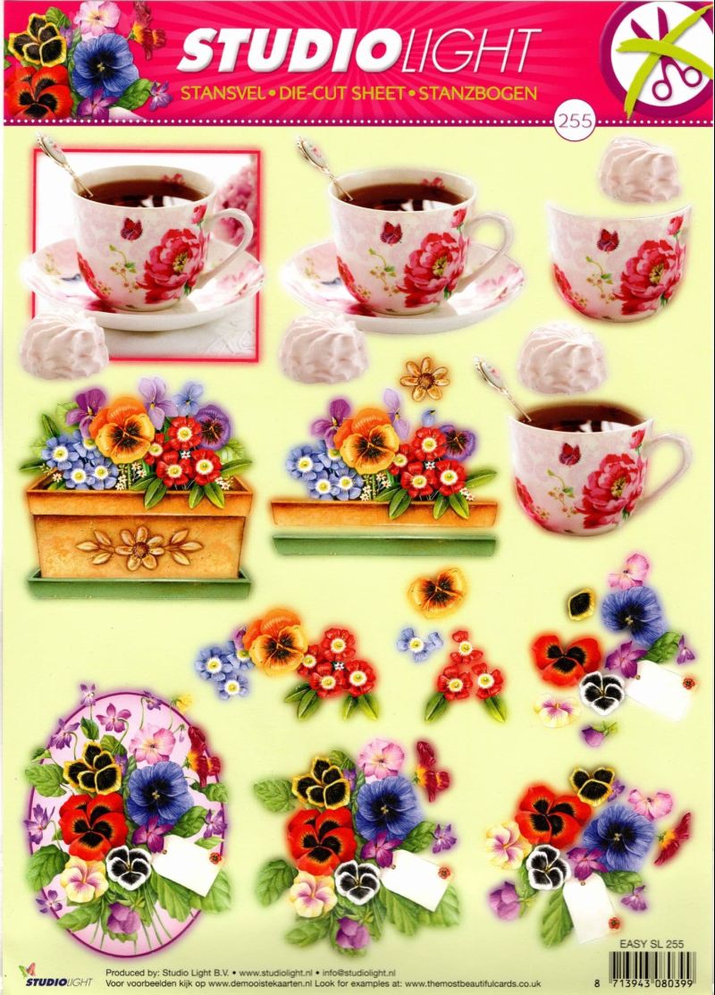 Pansy Flowers  Die Cut 3d Decoupage Sheet