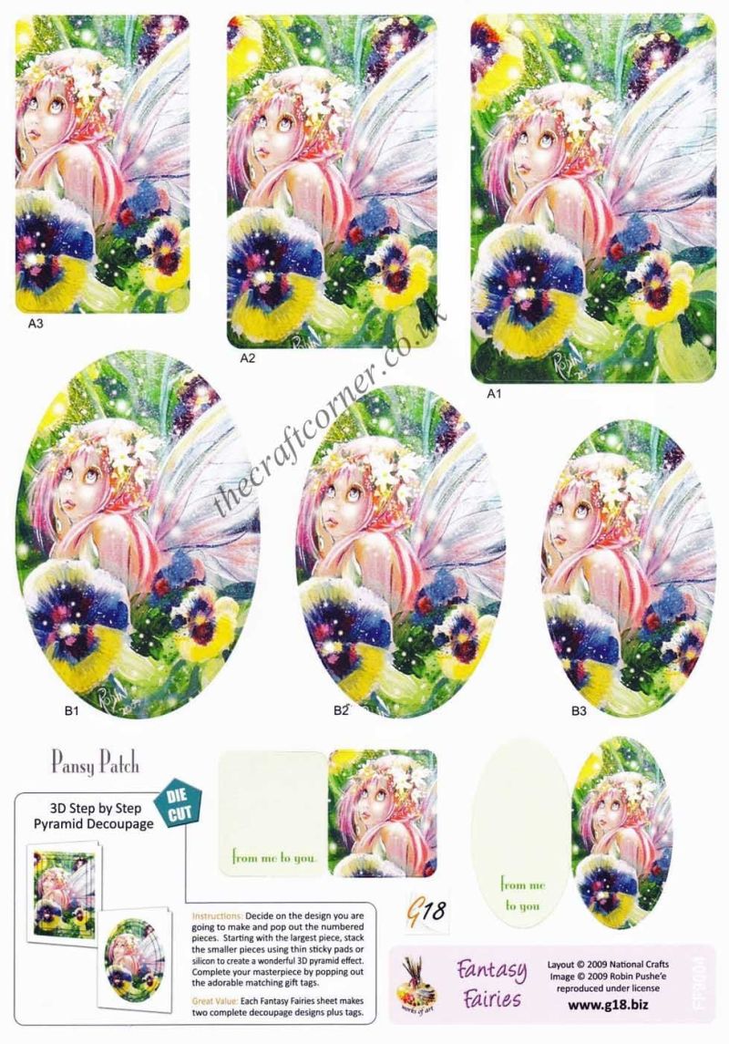 Pansy Patch Fantasy Fairies Pyramid Die Cut 3d Decoupage Sheet