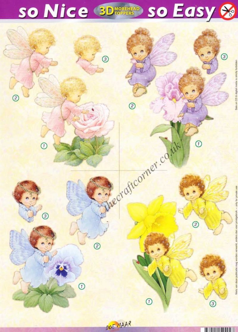 Pansy, Rose, Iris & Daffodil Fairy So Nice, So Easy Morehead 3D Die Cut Decoupage Sheet