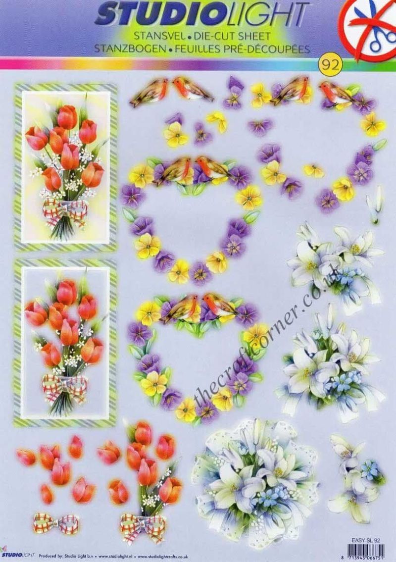 Pansy, Tulip & Lily Posies 3D Decoupage Die Cut Sheet