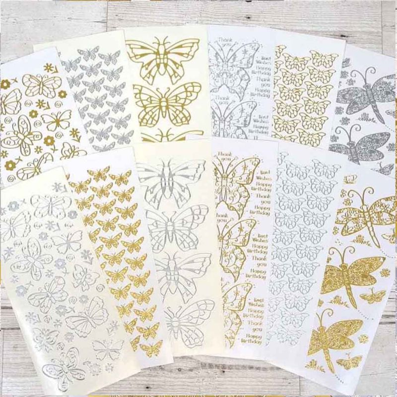 Butterflies & Dragonflies Gold & Silver Peel Offs  by Hunkydory for Cardmaking