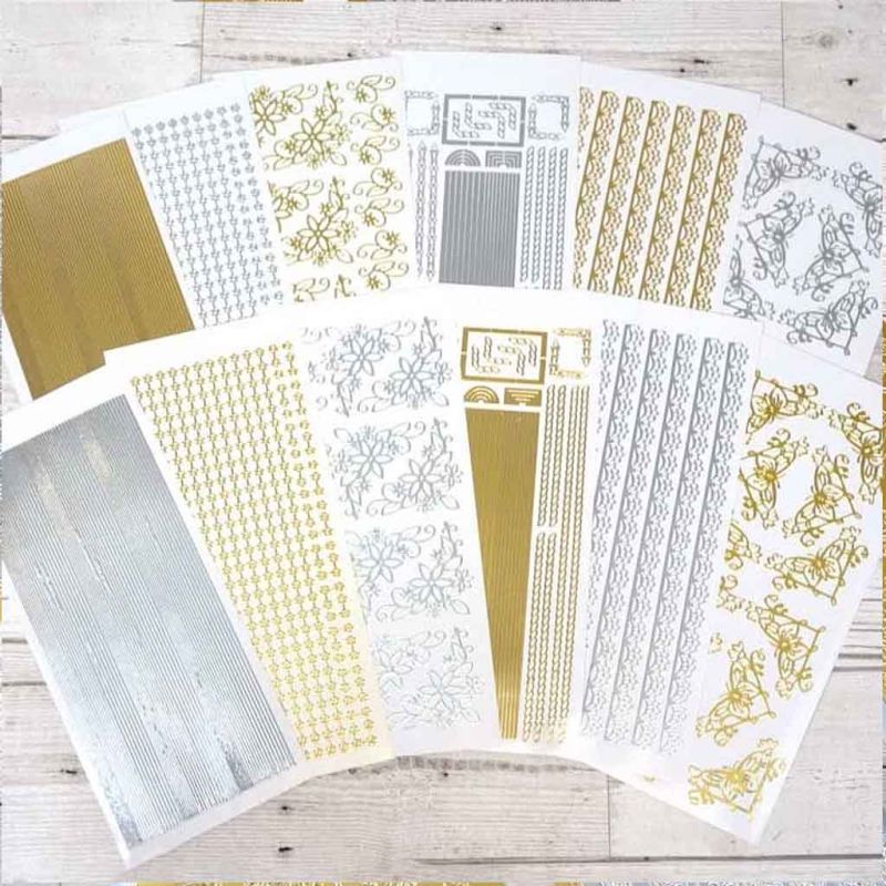 Borders & Corners Gold & Silver Peel Offs  by Hunkydory for Cardmaking