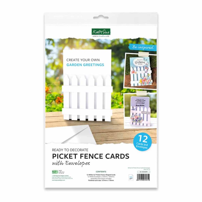 Picket Fence  Card Blank & Envelope - 12 Classic White Pack By Katy Sue