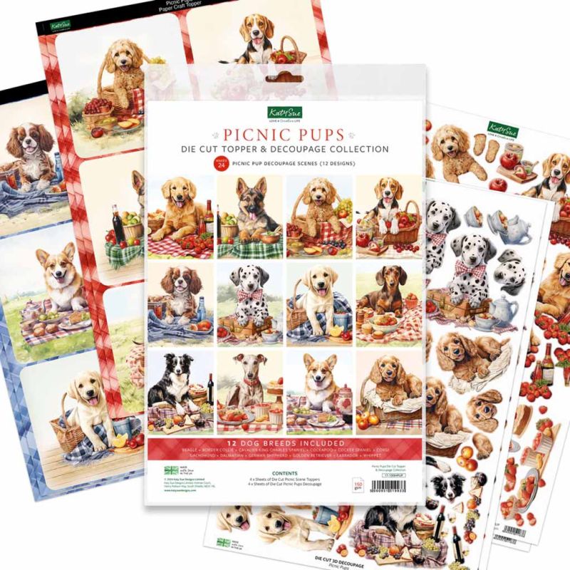 Picnic Pups Die Cut Toppers & 3d Decoupage Collection by Katy Sue