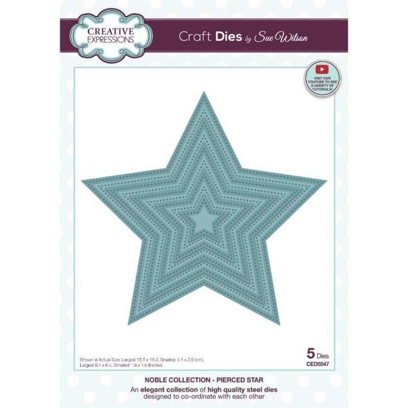 Pierced Star Set of 5 Nesting Paper Craft Dies by Sue Wilson