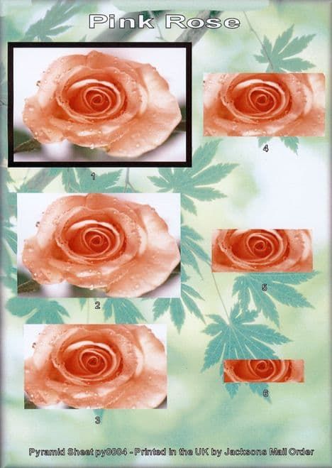 Pink Rose Pyramid 3D Decoupage Sheet