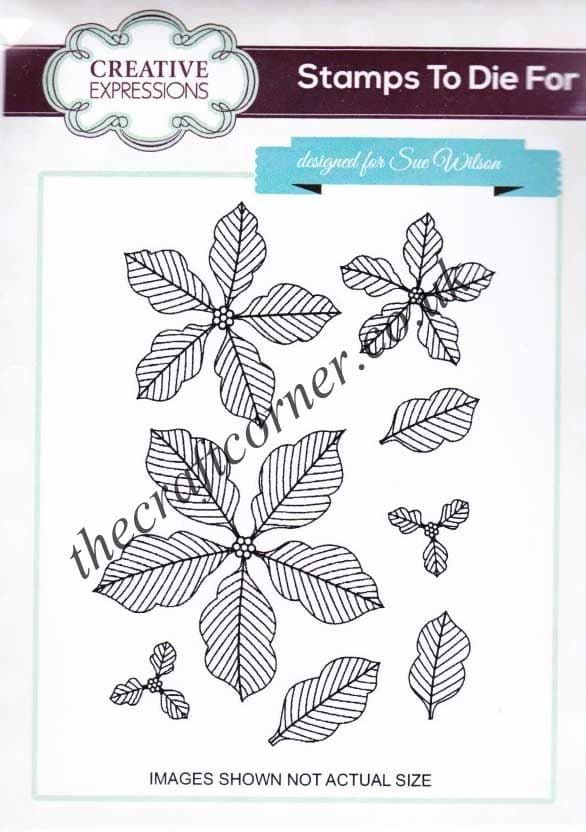 Pinstripped Poinsettias Unmounted Rubber Stamps by Sue Wilson