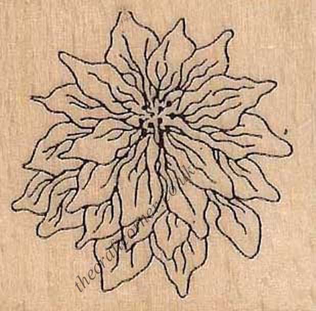 Poinsettia Christmas Flower Rubber Stamp