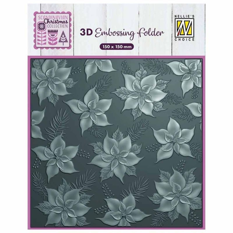 Poinsettias 3d Embossing Folder by Nellie's Choice for Paper Crafts