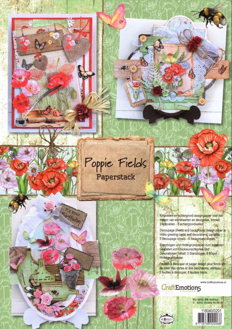 Poppy Fields Papertack by CraftEmotions - Cutting Required.