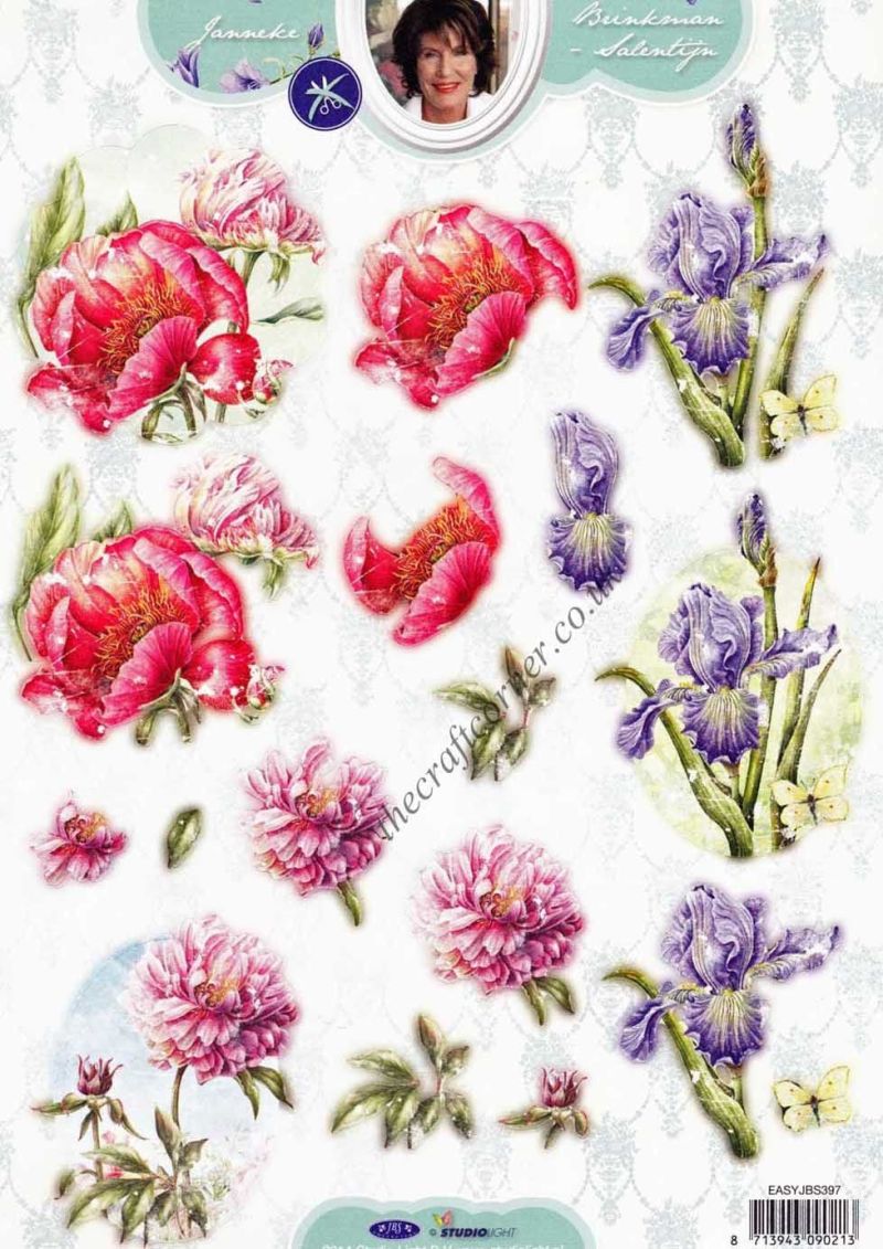 Poppy & Iris Flower Die Cut 3d Decoupage Sheet