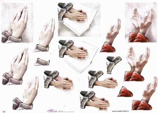 Praying Hands , Sympathy Christening or Communion 3d Decoupage Sheet