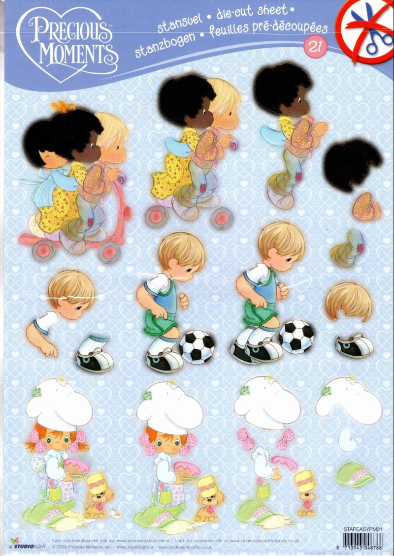 Precious Moments 21 Football & Baking Die Cut 3d Decoupage Sheet From Studio Light