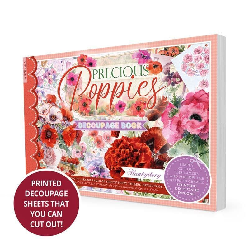 Precious Poppies Hunkydory 3D Decoupage Craft Paper Book