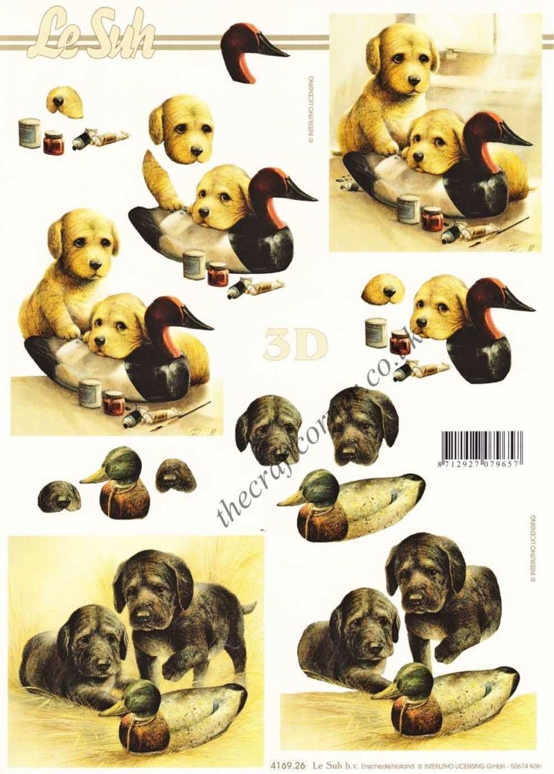 Puppy Dogs 3d Decoupage Craft Sheet by Le Suh