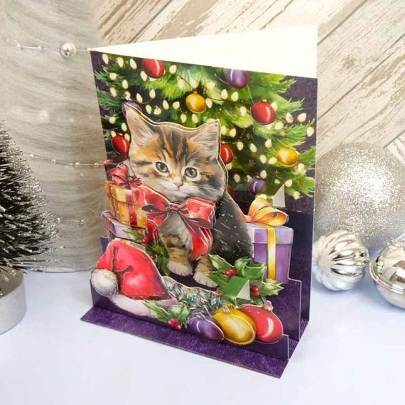 Purr-fect Christmas Pop Up Stepper Card Paper Craft Sheet