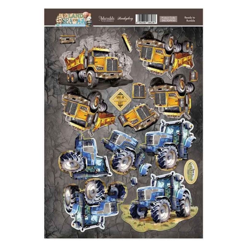 Ready To Rumble Tractor & Truck Die Cut 3d Decoupage Craft Sheet