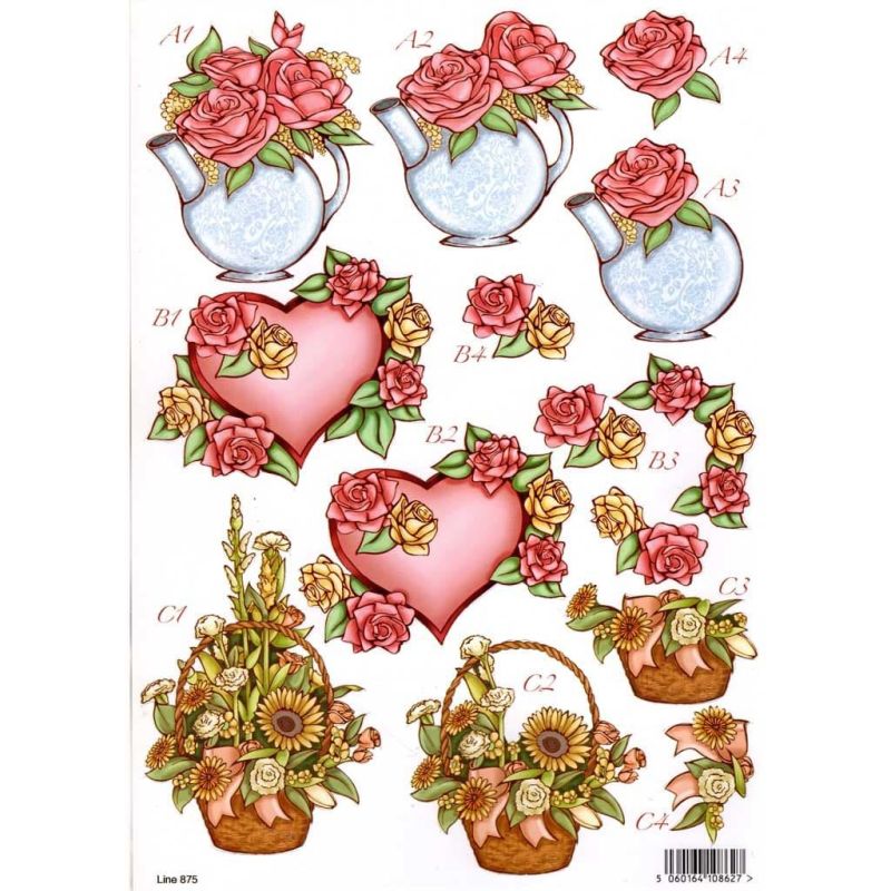 Red Hearts Die Cut 3d Decoupage Sheet From Craft UK Ltd