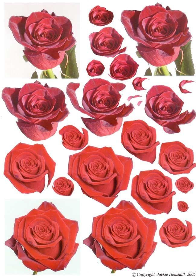 Red Rose 3d Decoupage Sheet