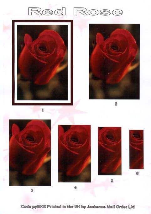 Red Rose Pyramid 3D Decoupage Sheet