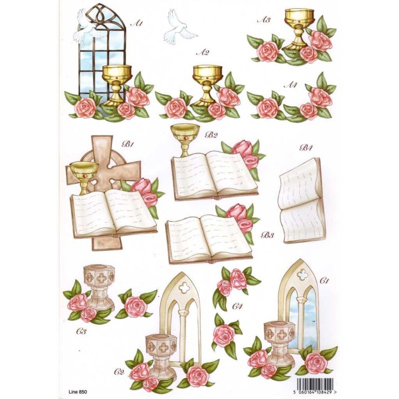 Religious Cross & Font Die Cut 3d Decoupage Sheet From Craft UK Ltd