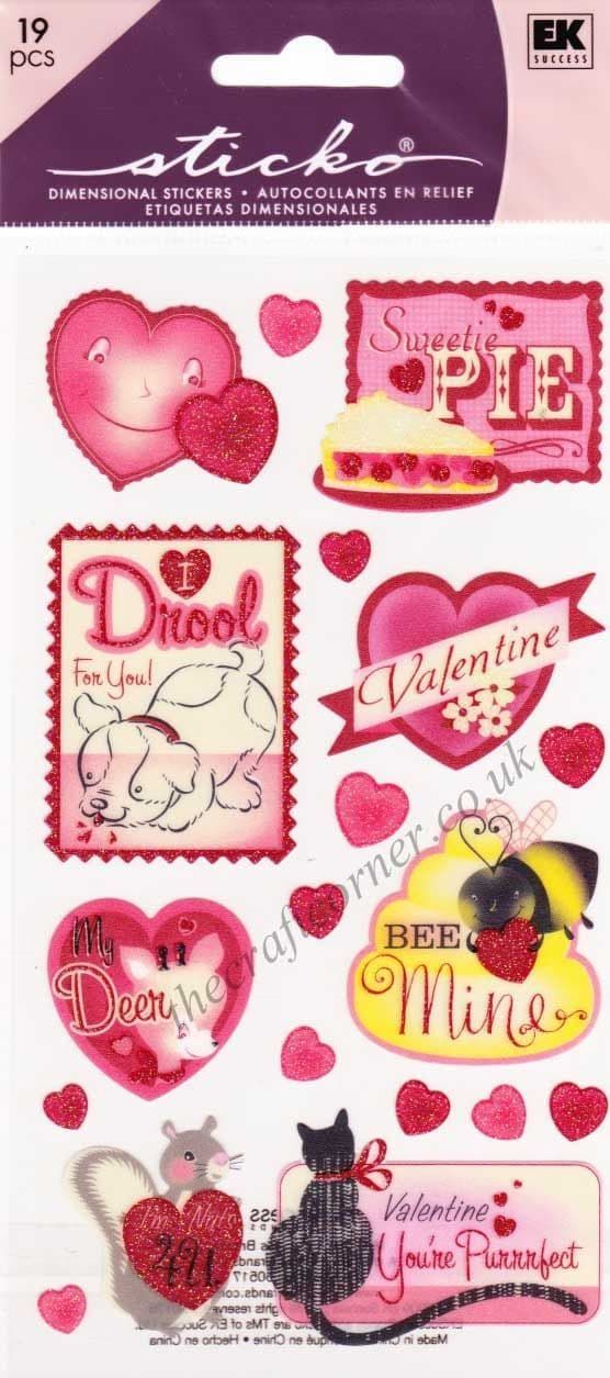 Retro Valentine's Dimensional Stickers by EK Success