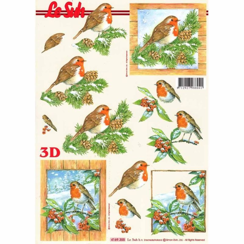 Robin Christmas Designs 3d Decoupage Paper Craft Sheet