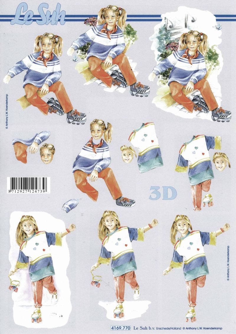 Roller Skate & Blading Fun Paper Crafting 3d Decoupage Sheet