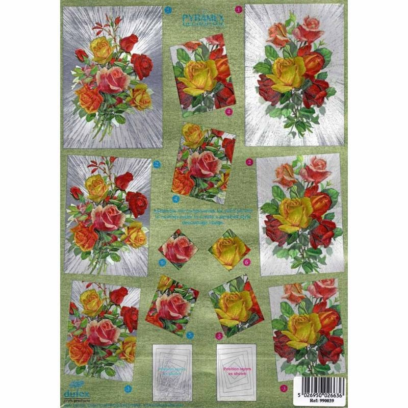 Rose Bouquets Pyramex Dufex 3d Decoupage Pyramid Sheet