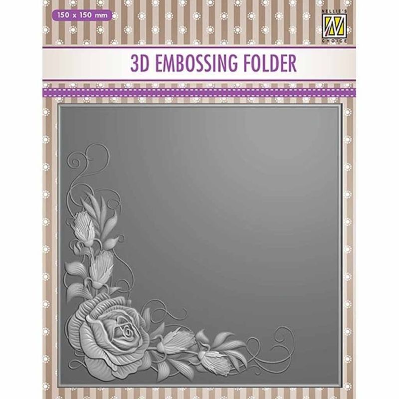 Rose Corner  3d Embossing Folder by Nellie's Choice